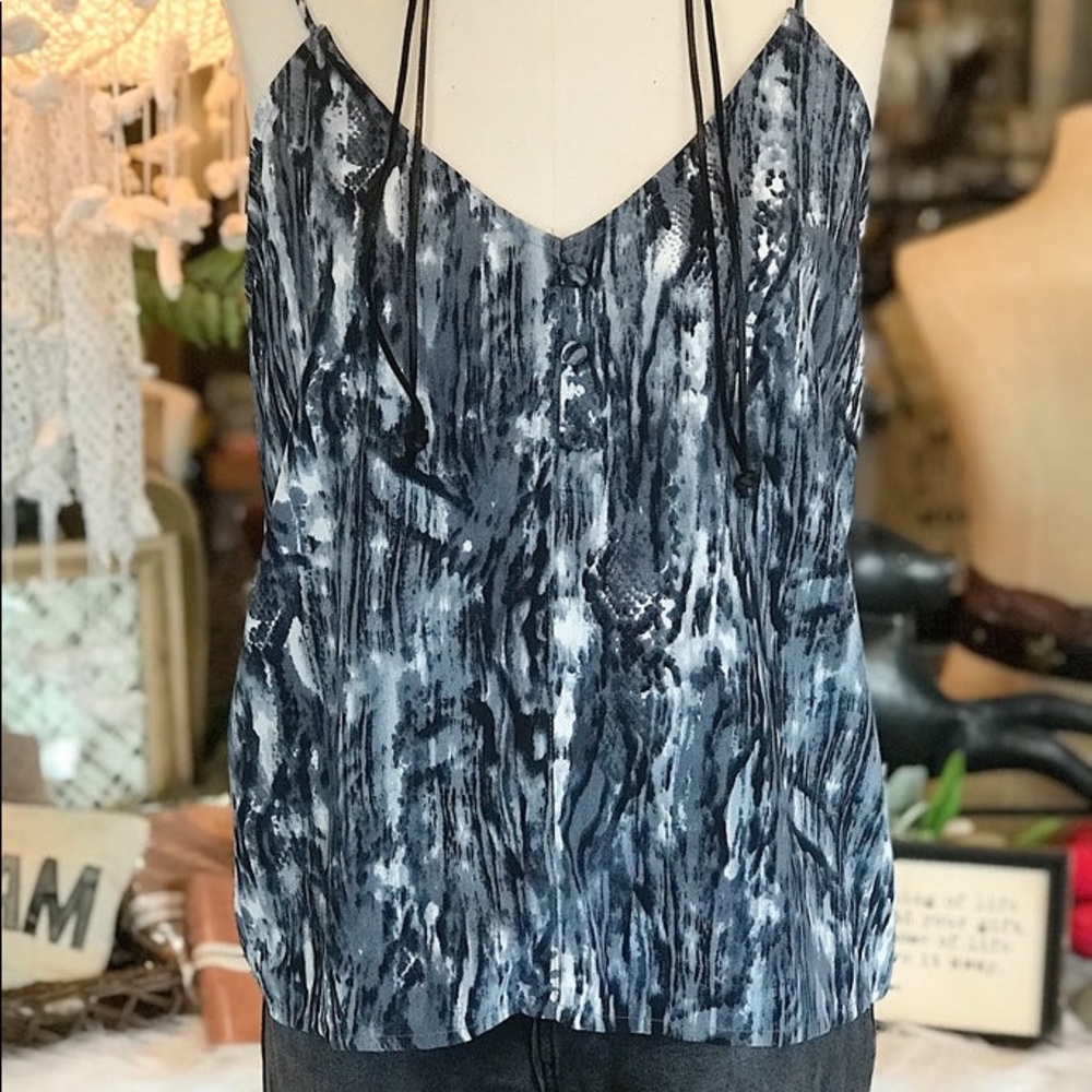 NWT Umgee Navy Animal Print Spaghetti Strap Tank